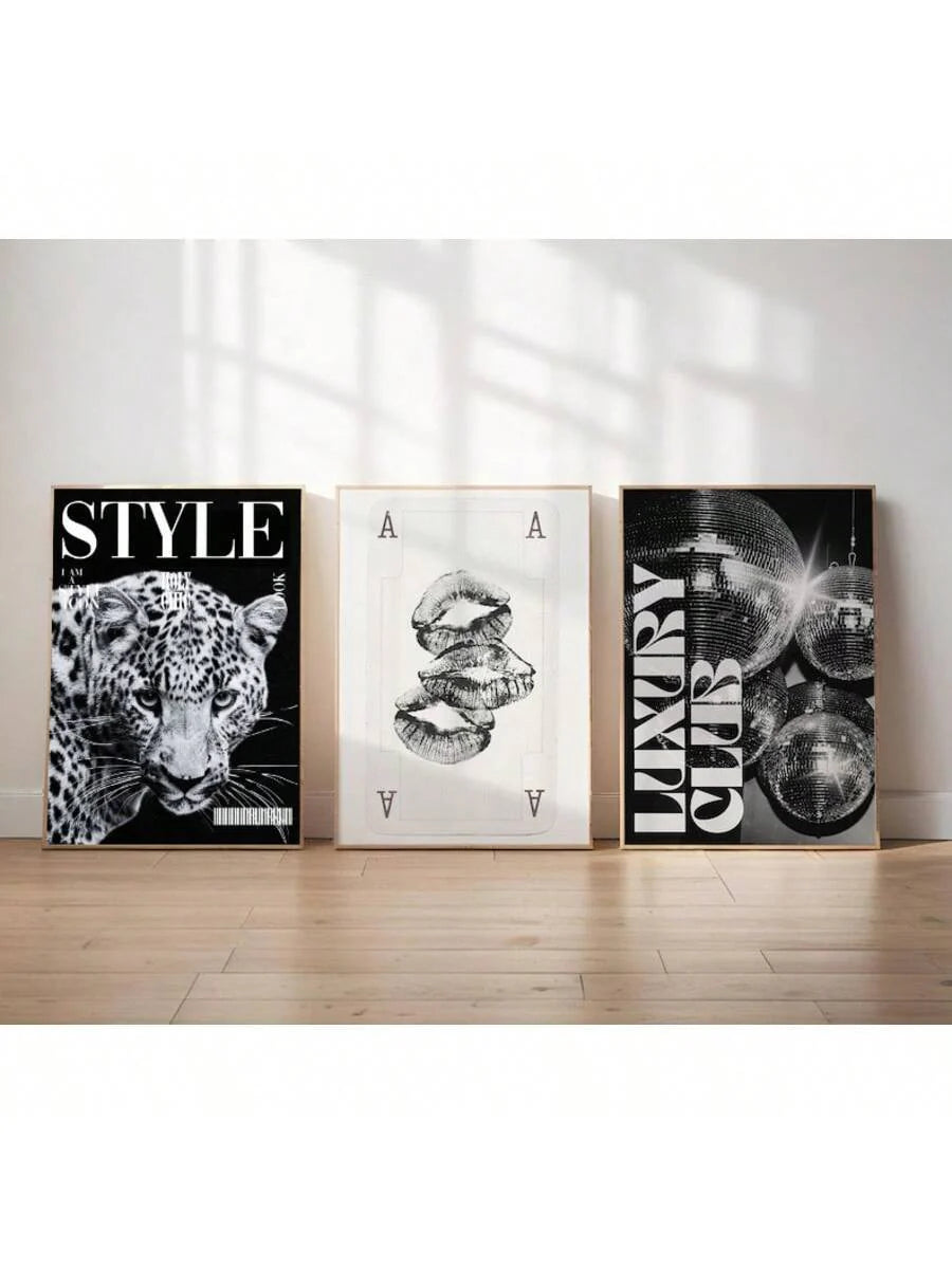 Leopard Cheetah Mural Decorative Canvas Painting Pink Fashion