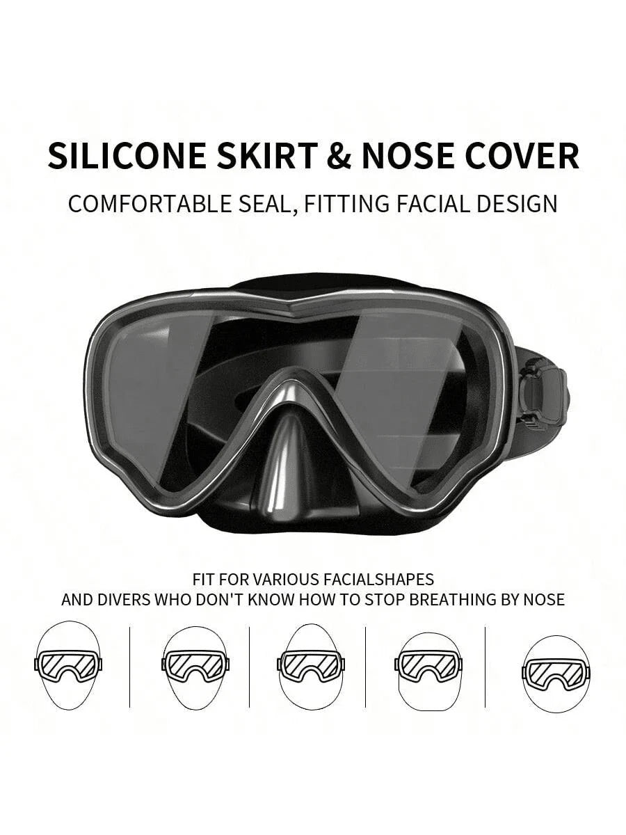 Adult Scuba Diving Mask, Tempered Glass One-Piece Mask