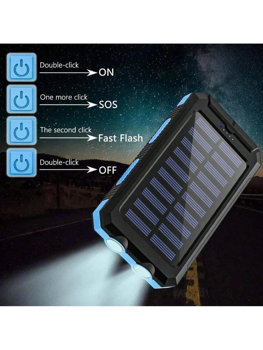 Solar Charger Power Bank Portable Charger With LED Flashlight