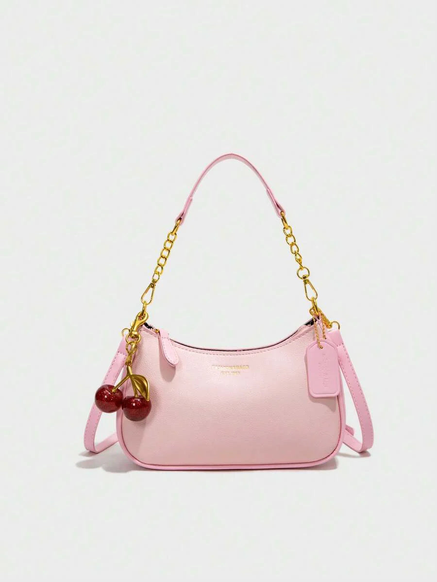 White Ladies' Shoulder Bag Made Of PU Material