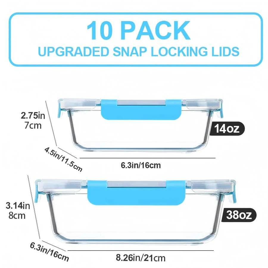 10/2pcs Set High Borosilicate Glass Food Storage