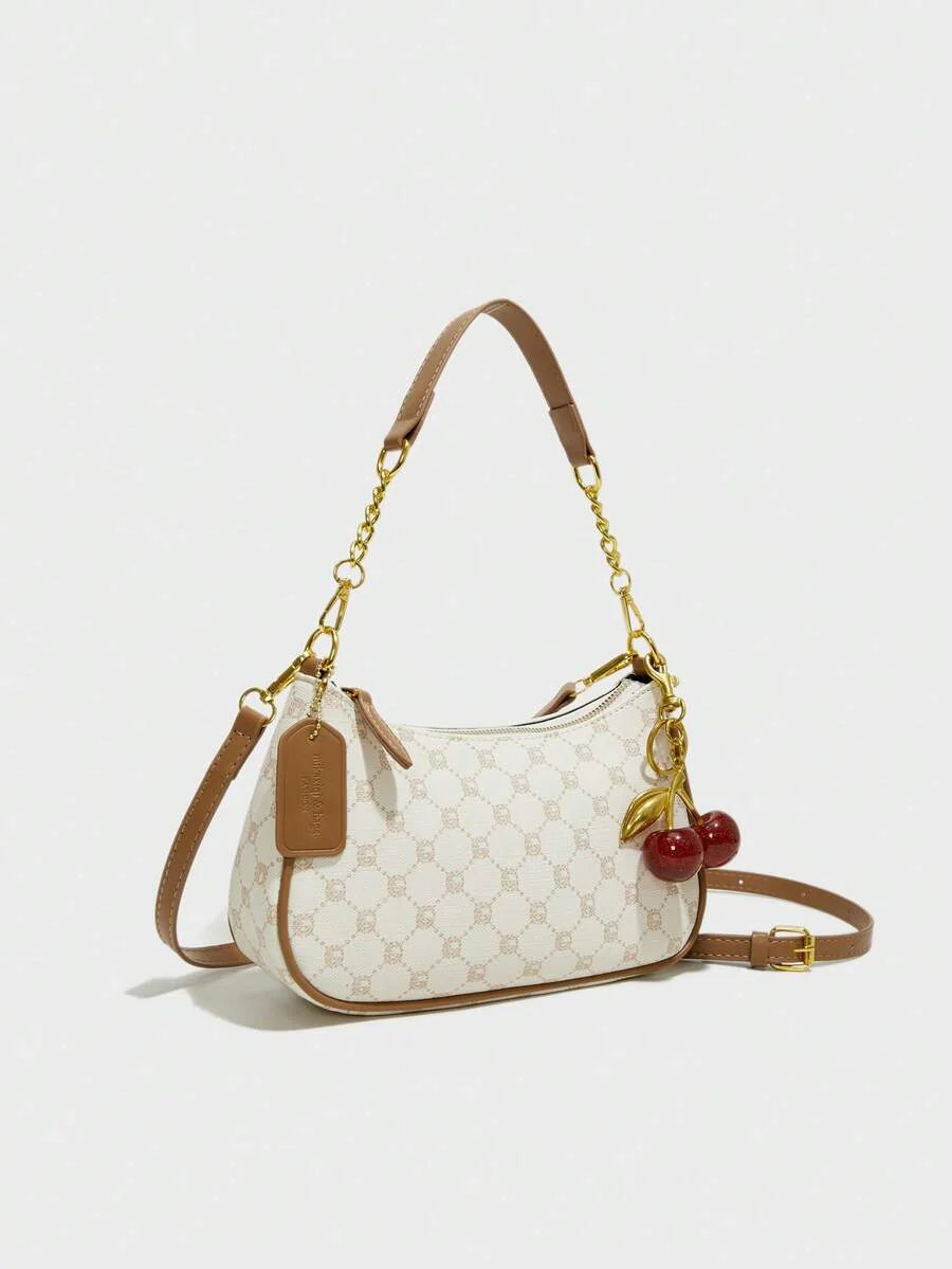 White Ladies' Shoulder Bag Made Of PU Material