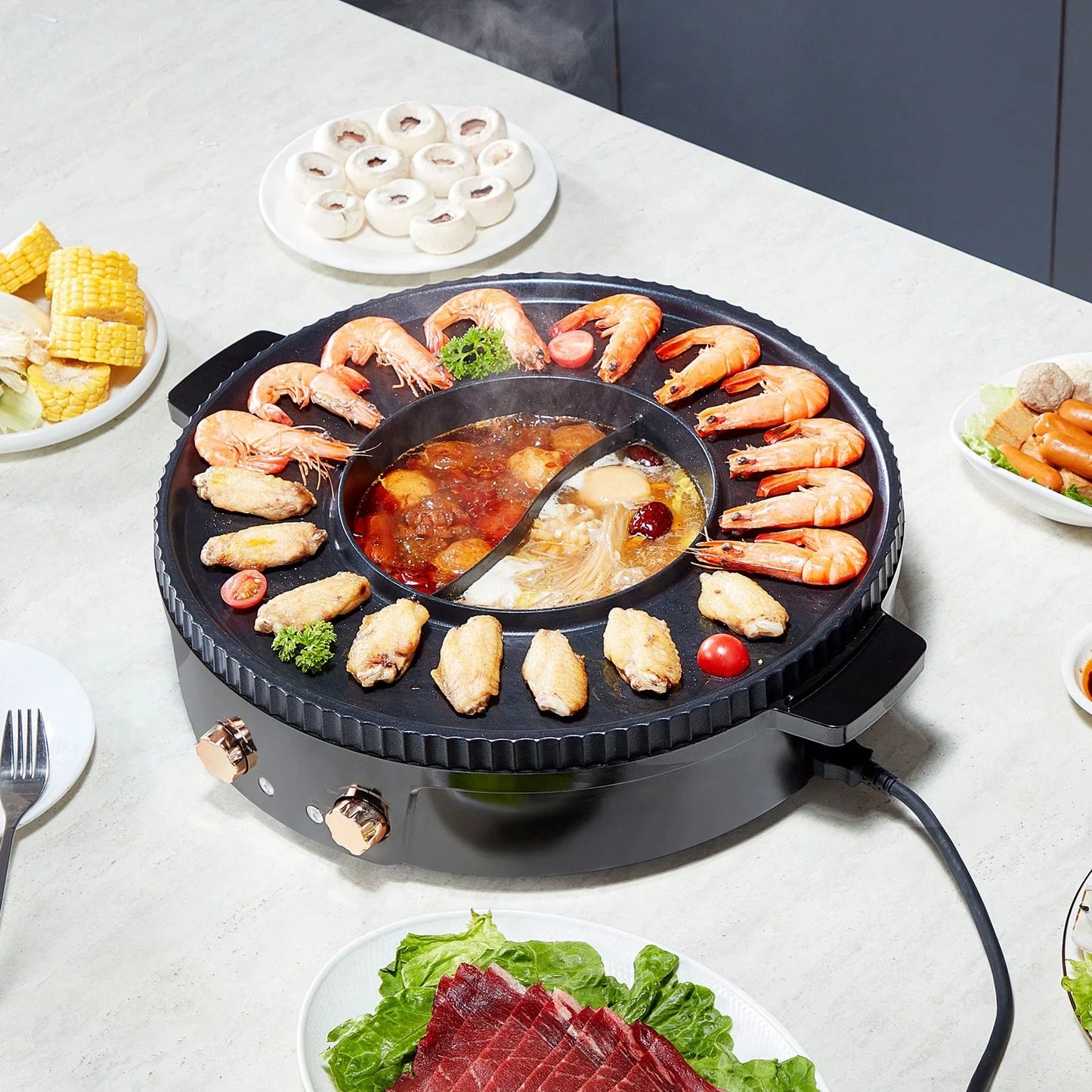 2-in-1 Electric Hot Pot Grill