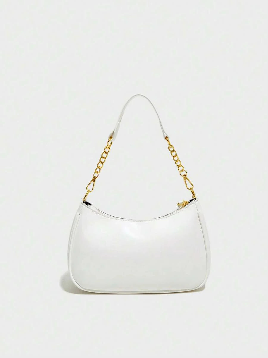 White Ladies' Shoulder Bag Made Of PU Material