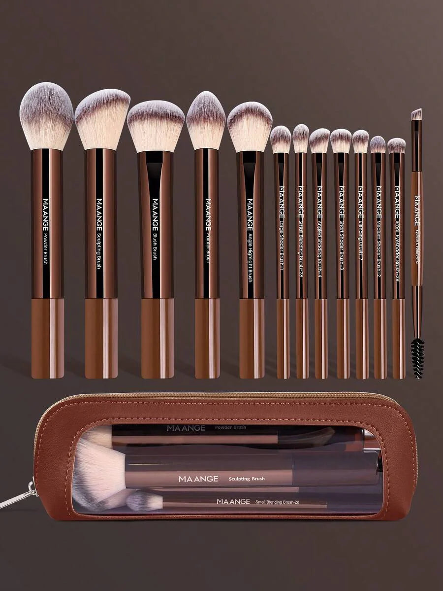 MAANGE Professional Soft Hair Aluminum Tube Makeup Brush Set