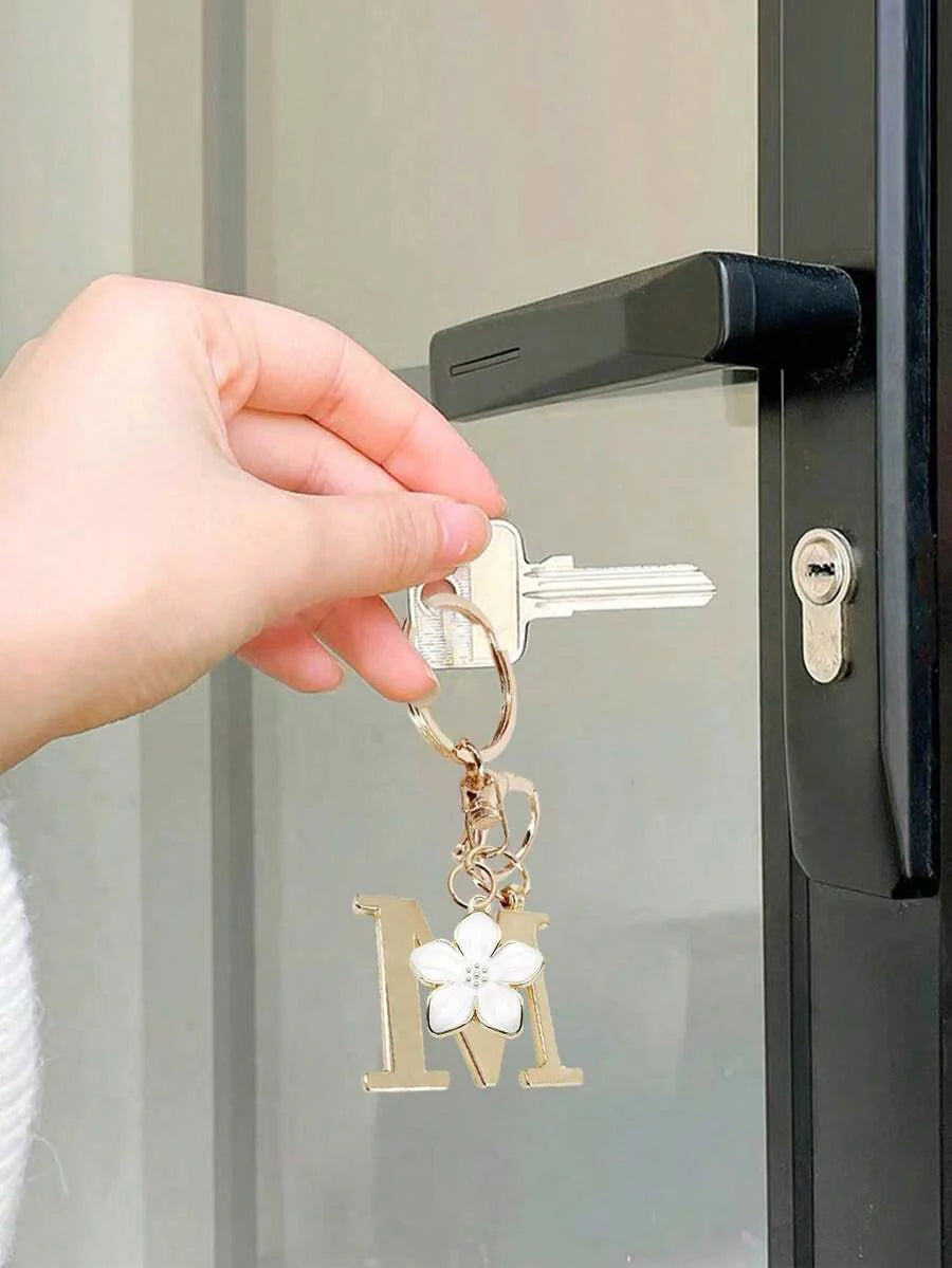 Elegant Metal Heart-Shaped Letter Keychain