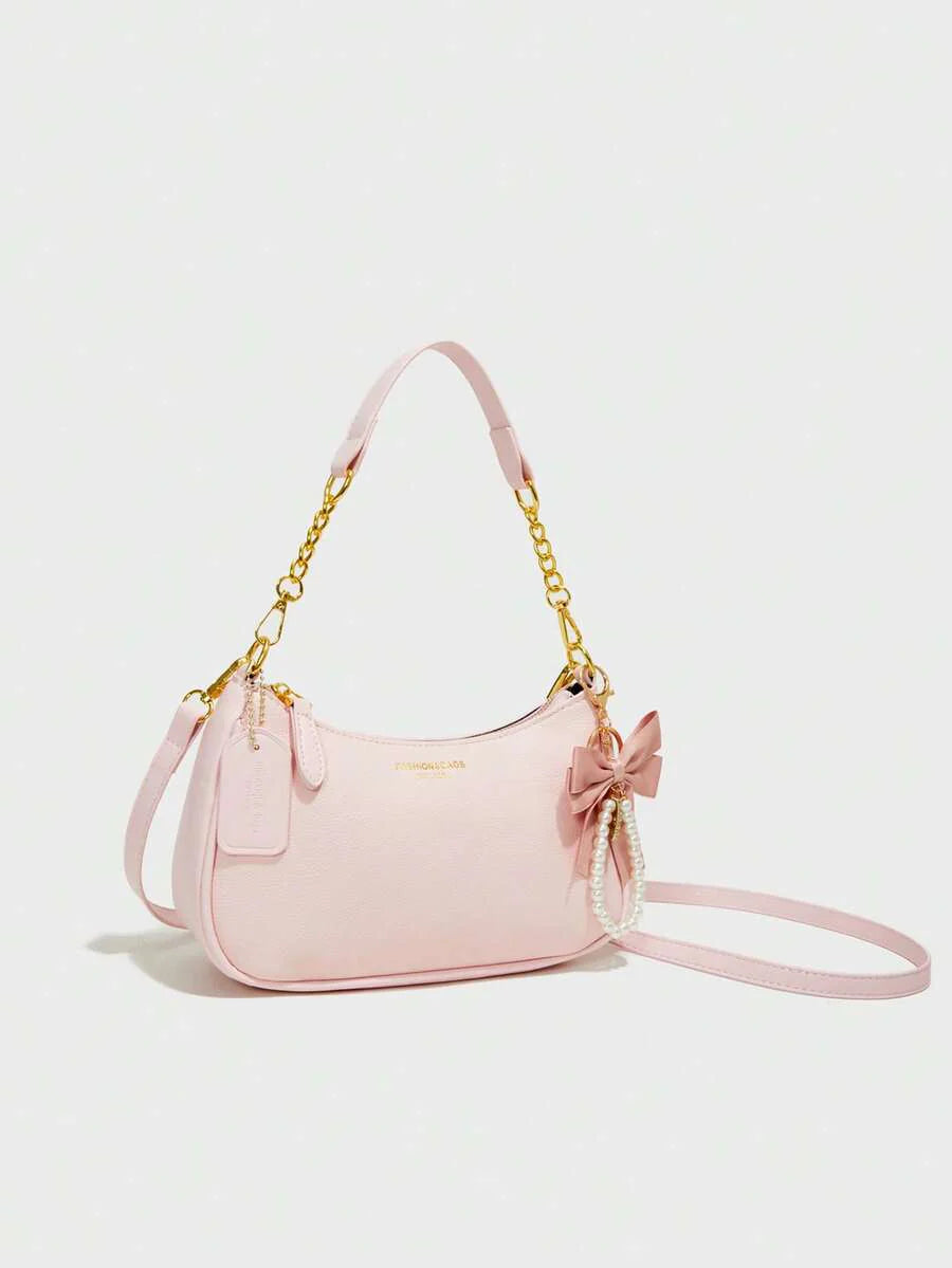 White Ladies' Shoulder Bag Made Of PU Material