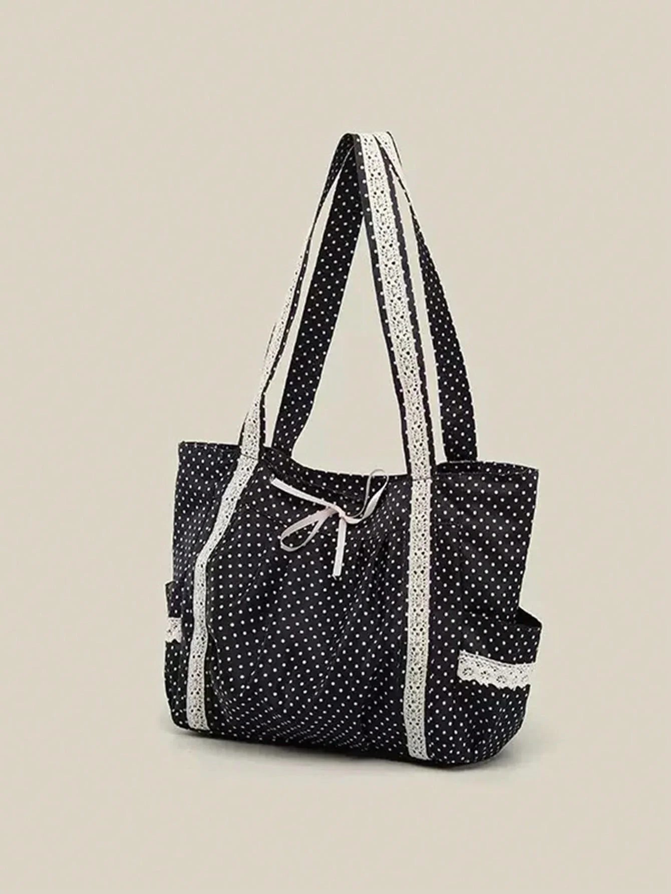 Polka Dot Heart Canvas Tote