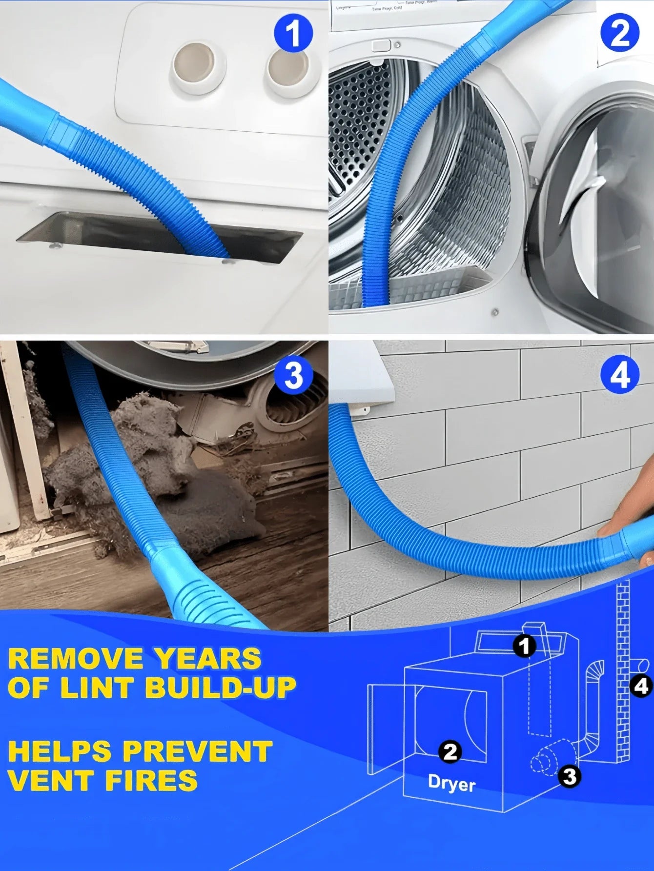 Flexible Dryer Lint Vacuum Attachment