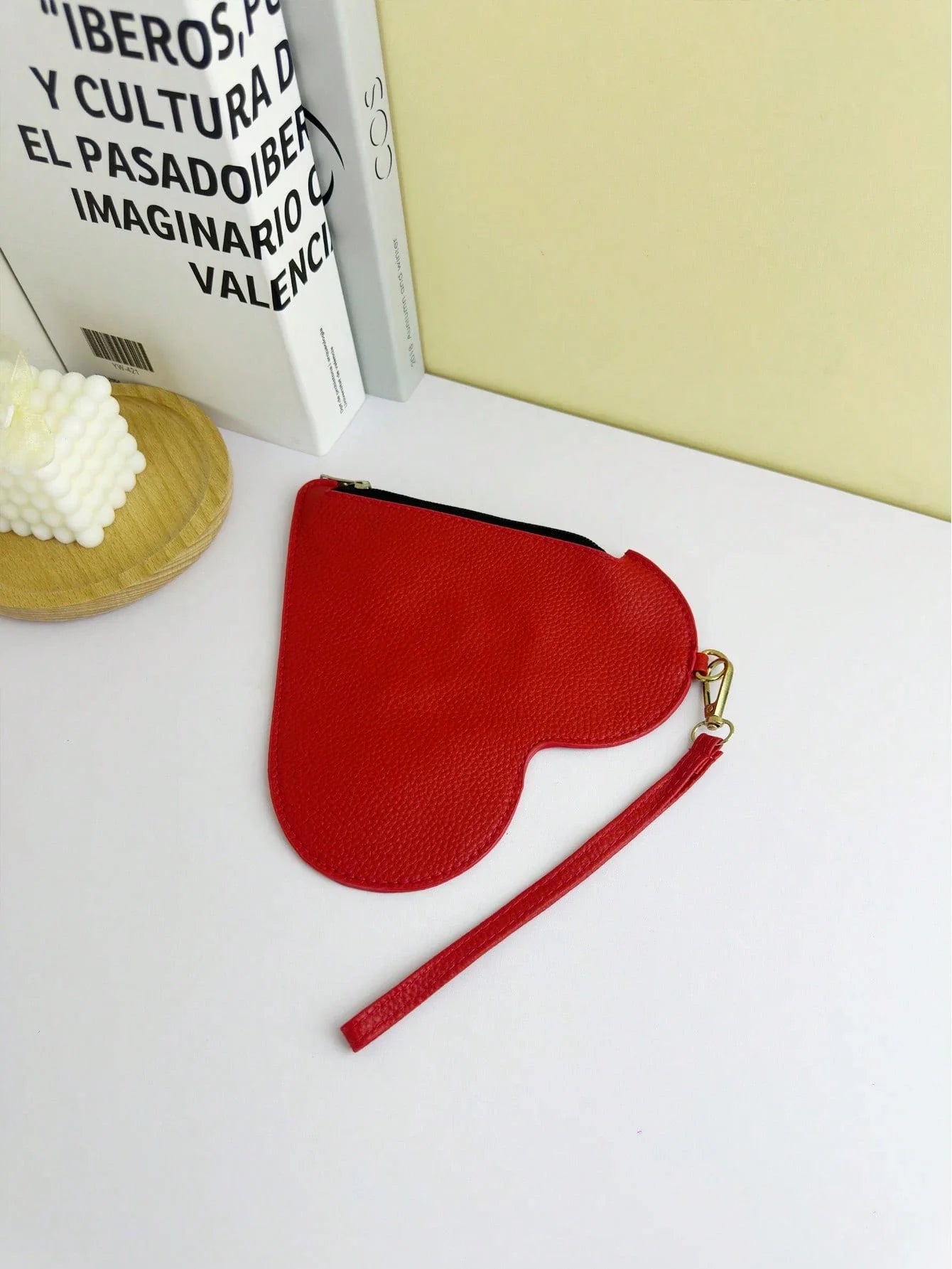 Red Heart-Shaped Wristlet Bag