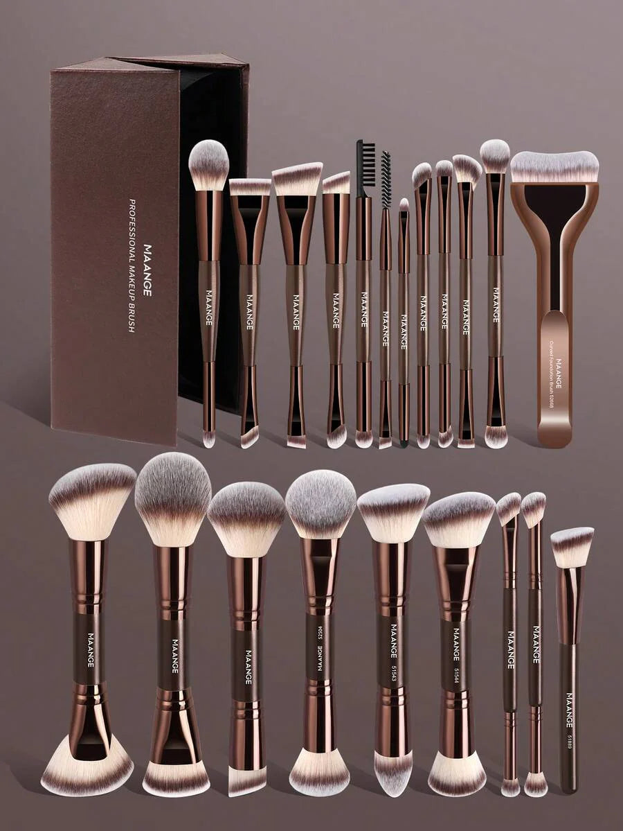 MAANGE Professional Soft Hair Aluminum Tube Makeup Brush Set