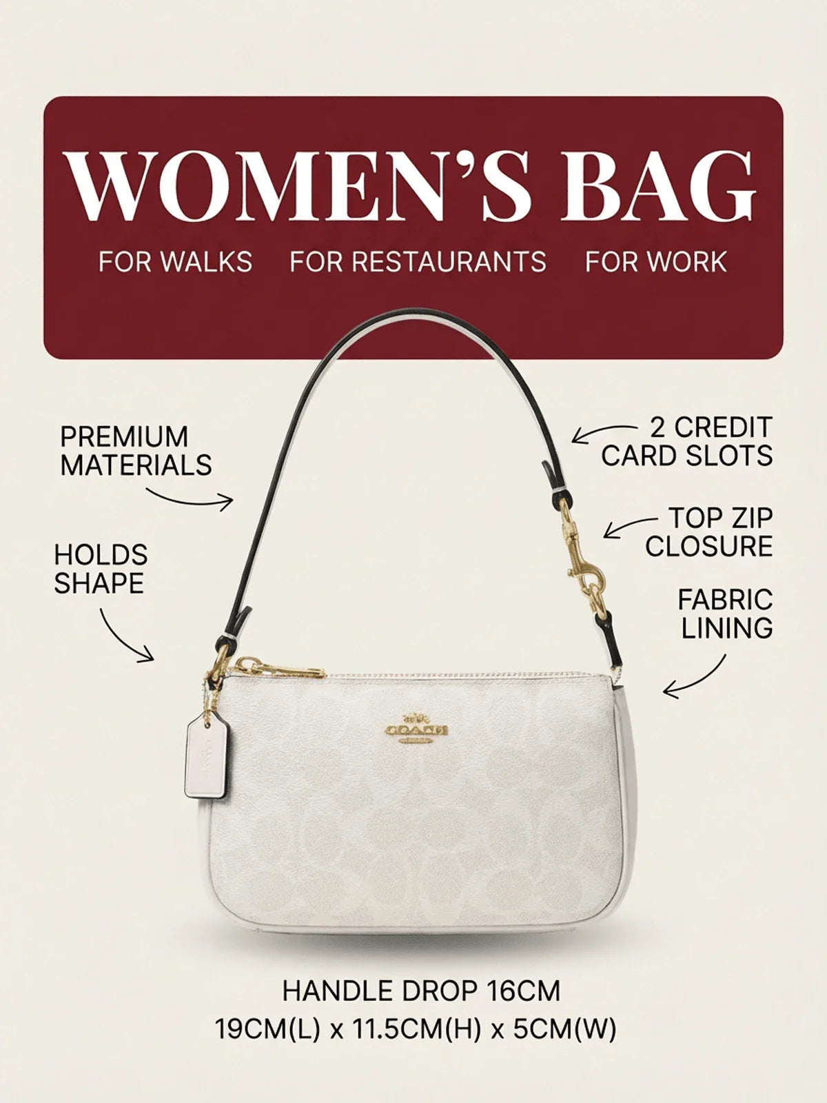 Coach Authentic Nolita 19 Women's Wristlet Crossbody Bag Tan