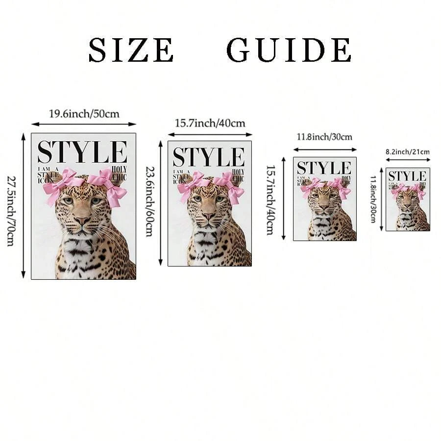 Leopard Cheetah Mural Decorative Canvas Painting Pink Fashion