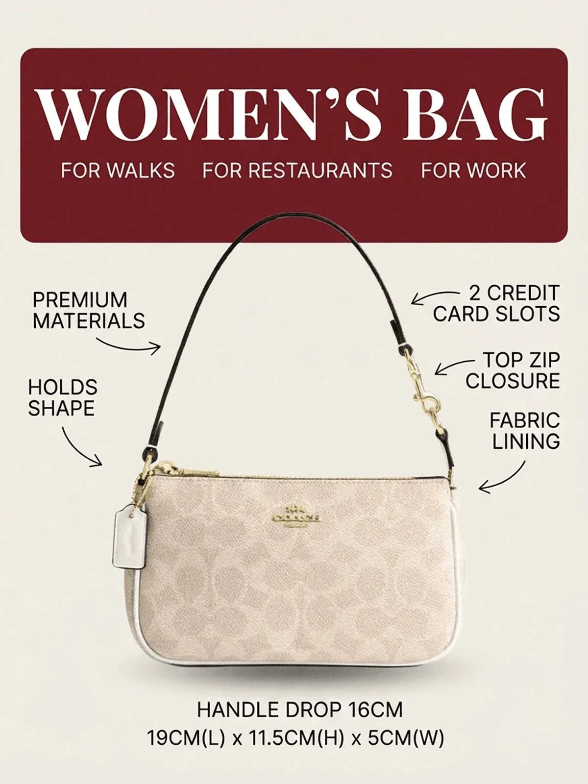 Coach Authentic Nolita 19 Women's Wristlet Crossbody Bag Tan