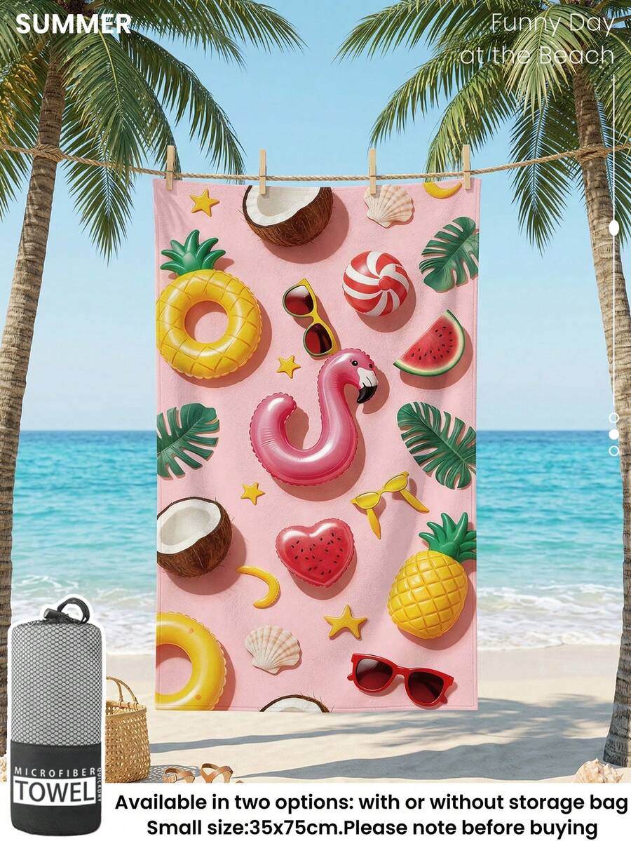 1pc Printed Beach Towel, Summer Fruit Pattern Swimwear