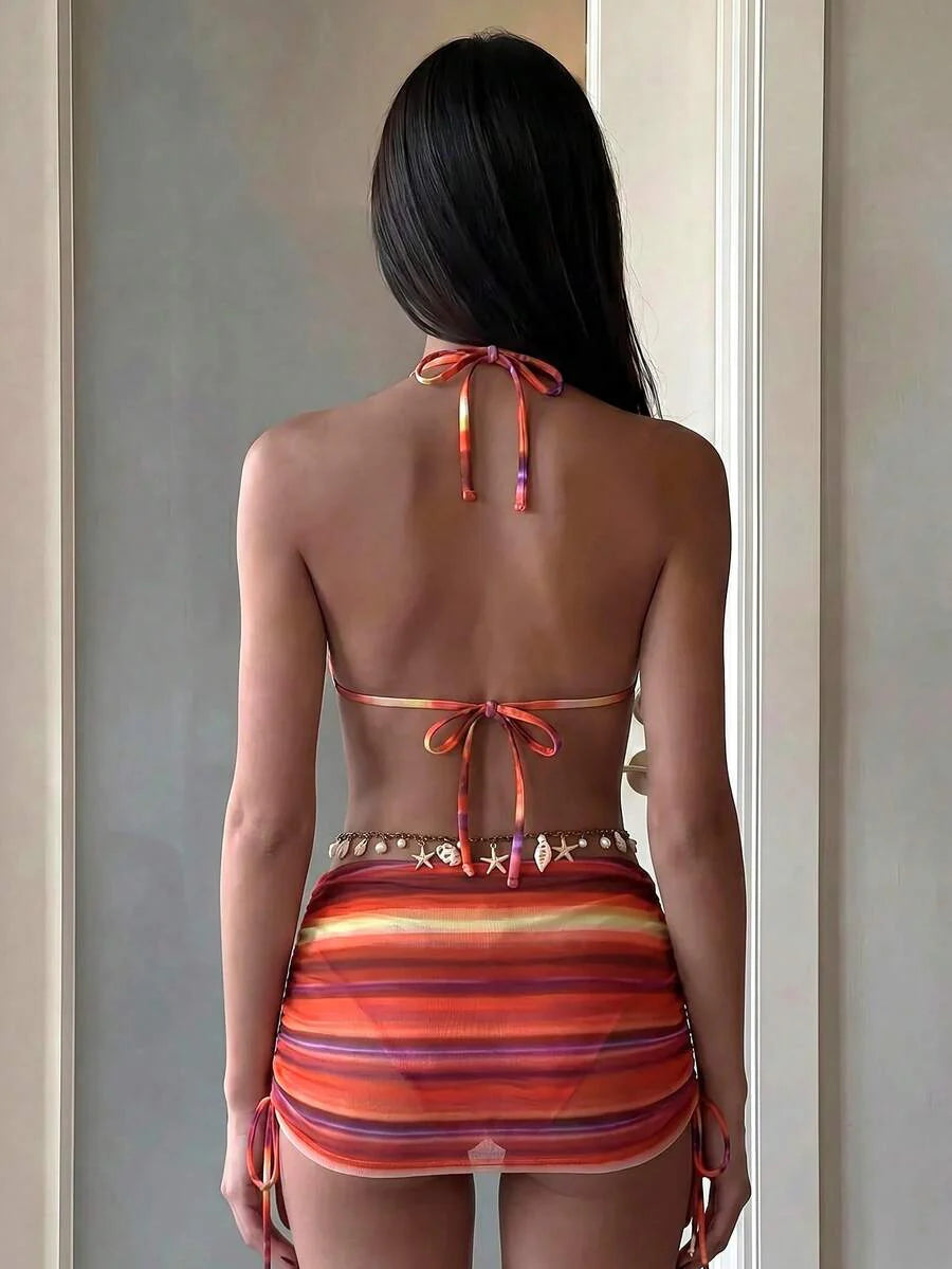 Tie Side Bikini 3-Piece Swimwear For Women
