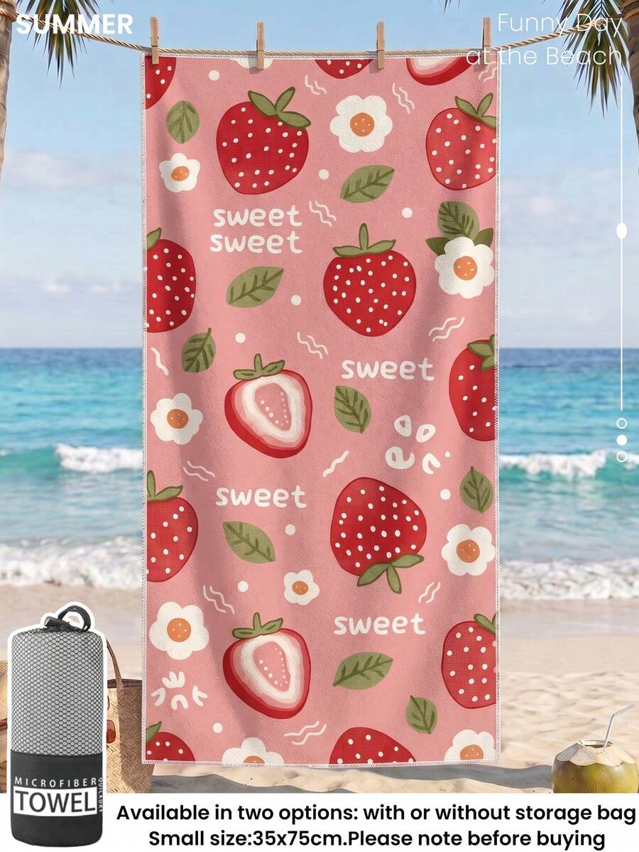 1pc Printed Beach Towel, Summer Fruit Pattern Swimwear
