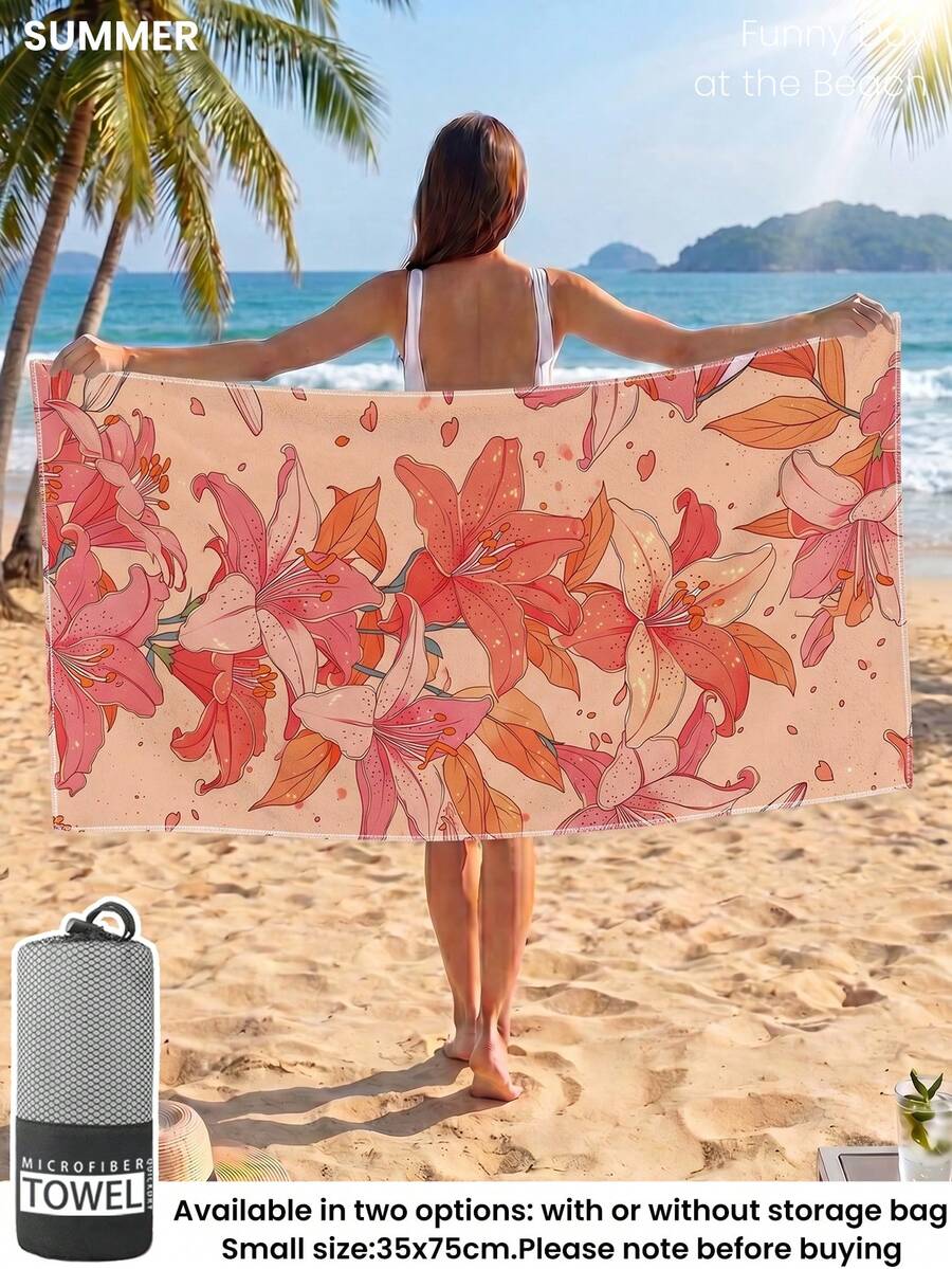 1pc Printed Beach Towel, Summer Fruit Pattern Swimwear