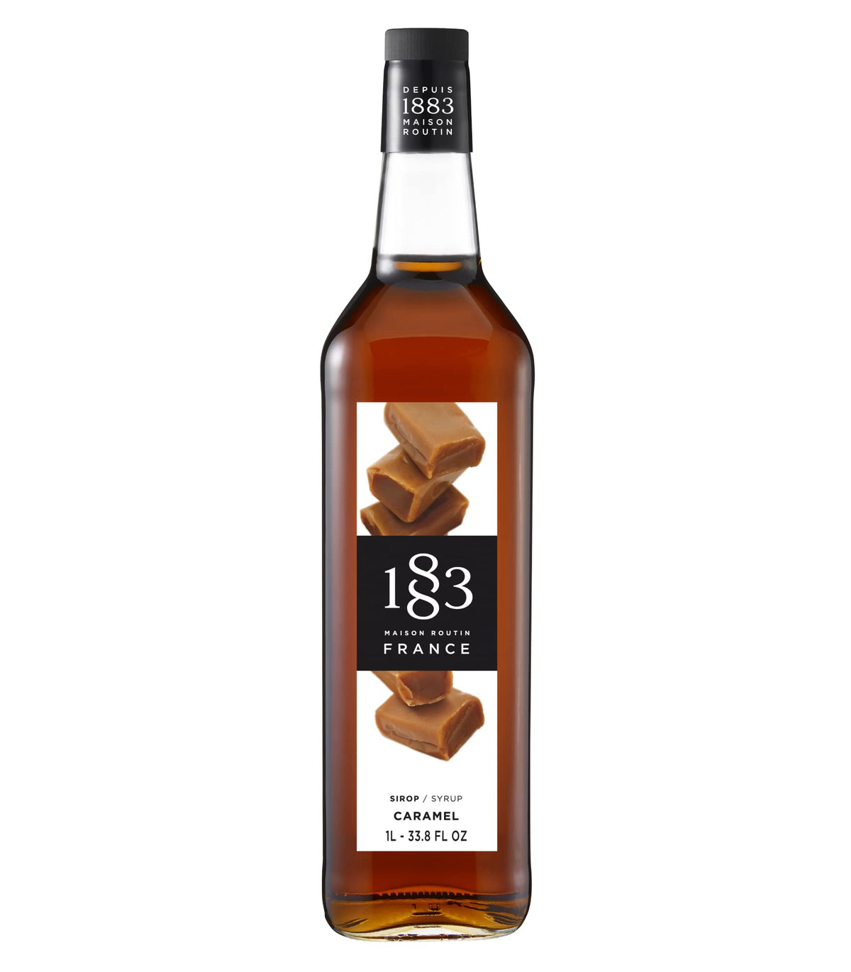 1883 Maison Routin Caramel Syrup – Made in France, 1 Liter Glass Bottle