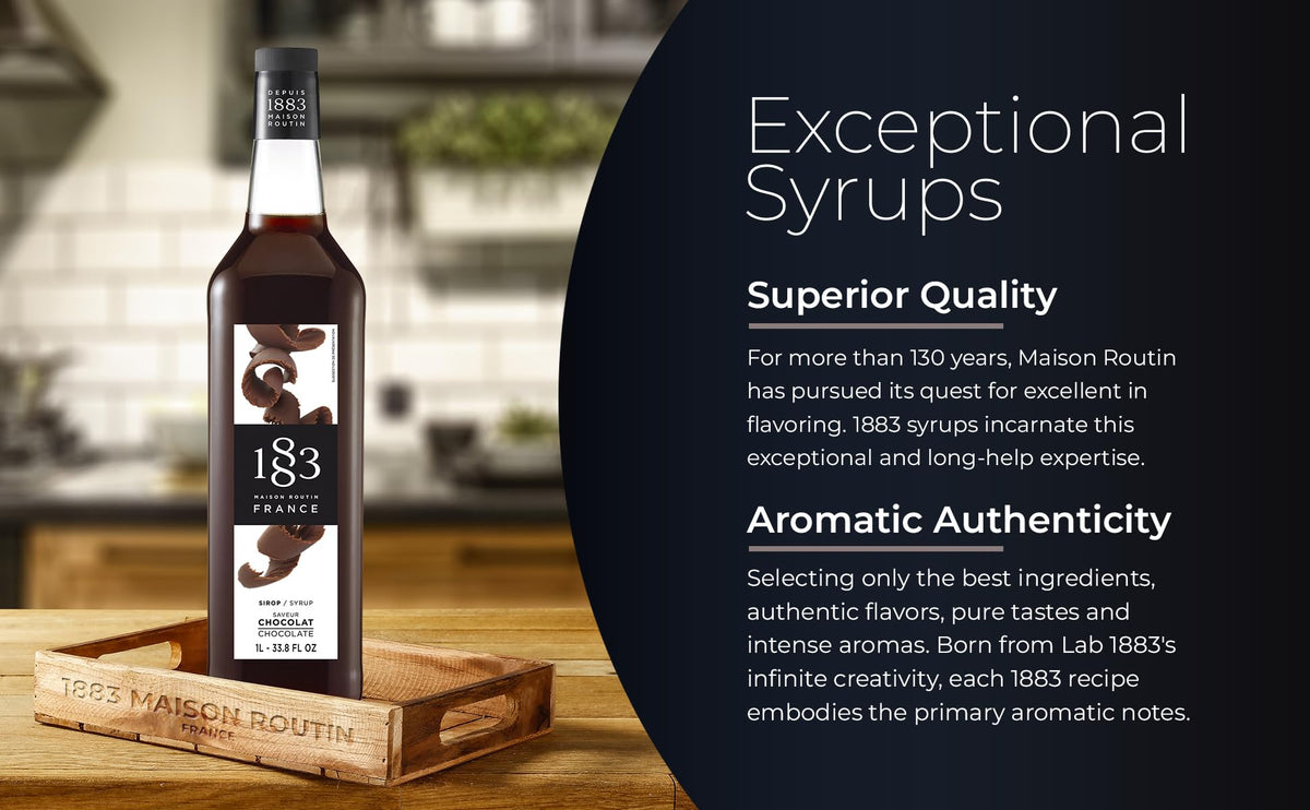 1883 Chocolate Syrup for Drinks — Made in France, 1 L Glass Bottle | 1883 MAISON ROUTIN