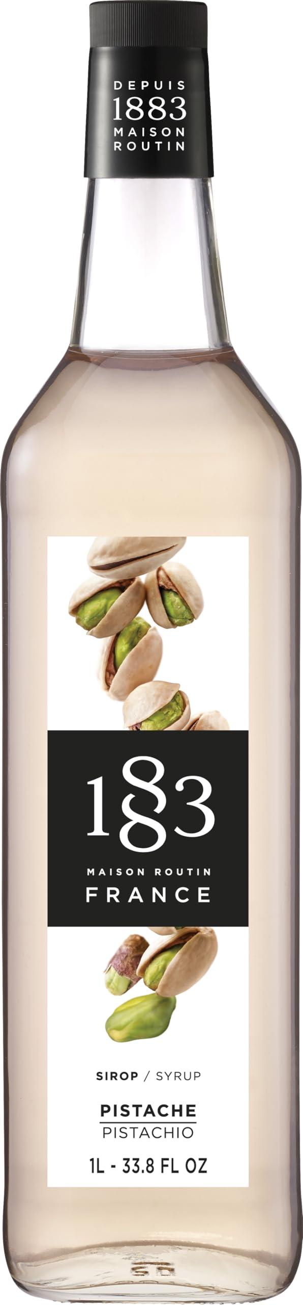 1883 Pistachio Syrup for Drinks – Made in France, 1 Liter Glass Bottle | Maison Routin