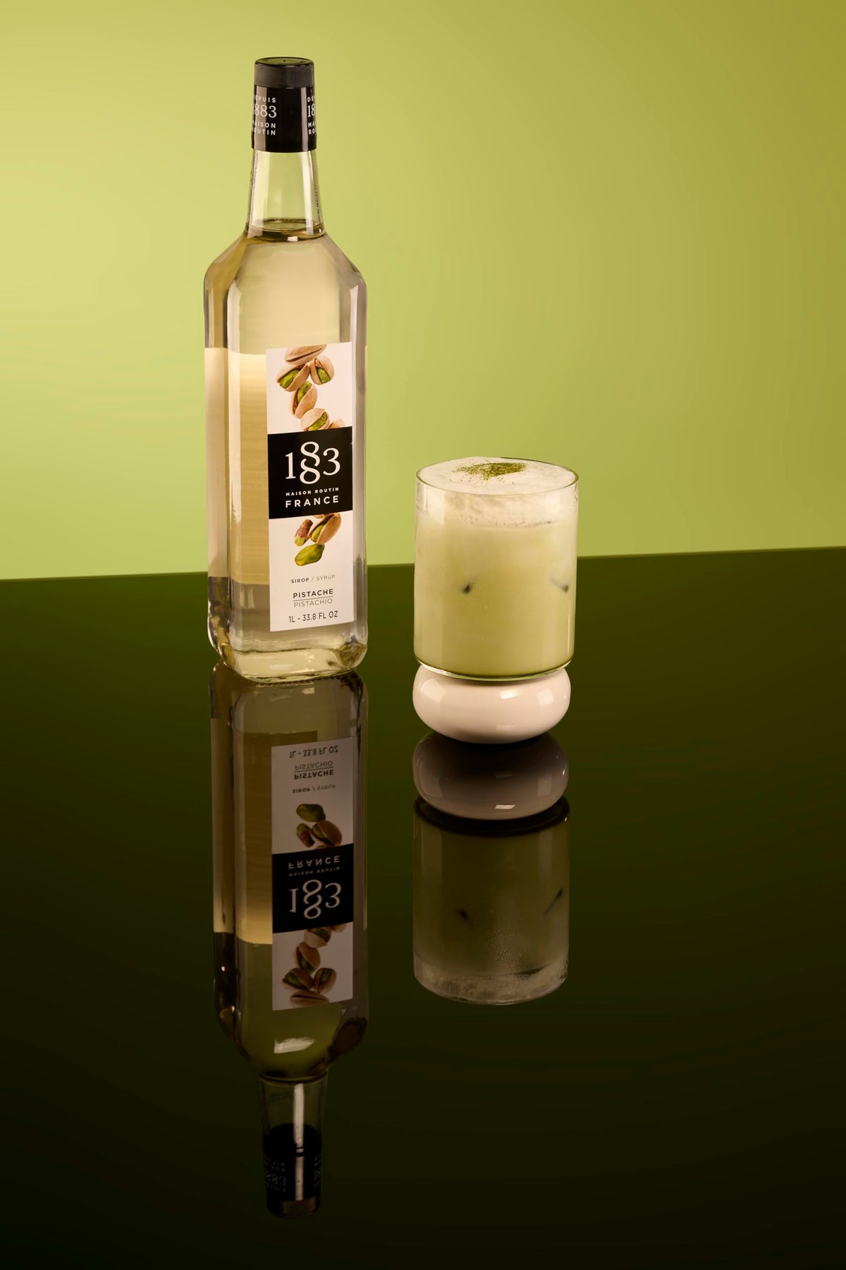 1883 Pistachio Syrup for Drinks – Made in France, 1 Liter Glass Bottle | Maison Routin