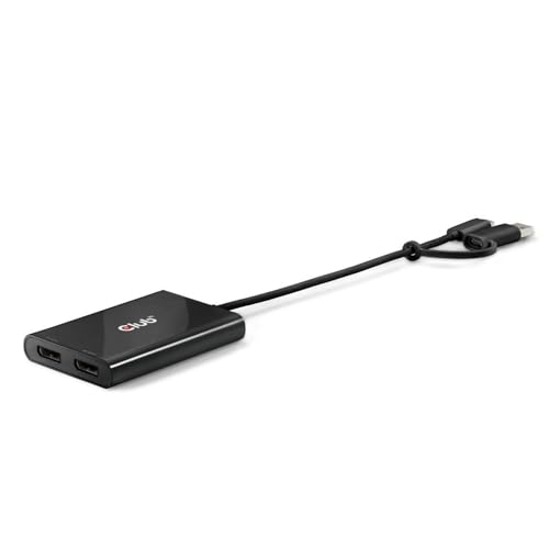 Club 3D CSV-1478 USB-C(with USB Type A Adapter) to Dual DisplayPort Video Splitter 4K60Hz