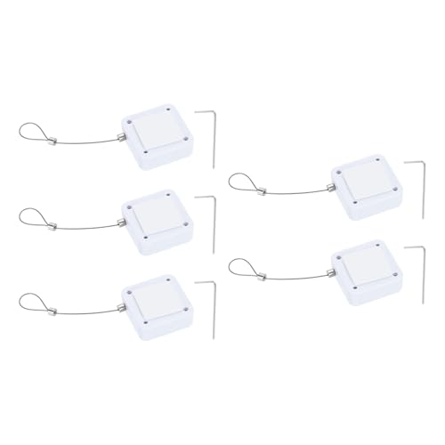 PATIKIL Retractable Remote Control Cable Tether (3.3ft / 1M, White)(5 Set) Square Remote Control Security Lanyard Lock Adjustable Locking Leash with Rope Locks, Suit for - TV/Tablets - color: White, size: 3.3ft