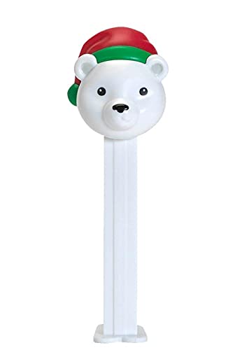 PEZ Christmas Polar Bear Dispenser | Polar Bear With Santa Hat And 2 Refill Rolls of PEZ Candy | Christmas Stocking Stuffer, Party Favor
