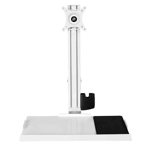 Monitor Stand White Single Arm Single Screen with Engineered Tray Clamp Table Monitor Stand Arm with Tray for 15-27 Inch Screens Monitor Stand Desk arm