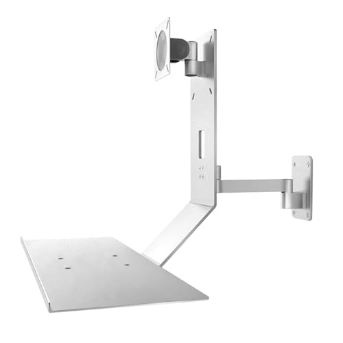 Computer Monitor Wall Mount with Keyboard Tray, Adjustable Workbench,for Home Offices, Compatible with 75x75mm and 100x100mm mounting Holes (61cm) - size: 61cm
