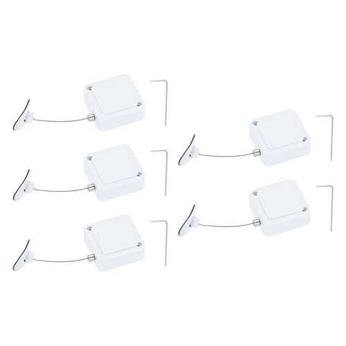 PATIKIL Retractable Remote Control Cable Tether (3.3ft / 1M, White)(5 Set) Square Remote Control Security Lanyard Lock Adjustable Locking Leash with Plastic Cap, Suit for - TV/Tablets - color: White, size: 3.3ft