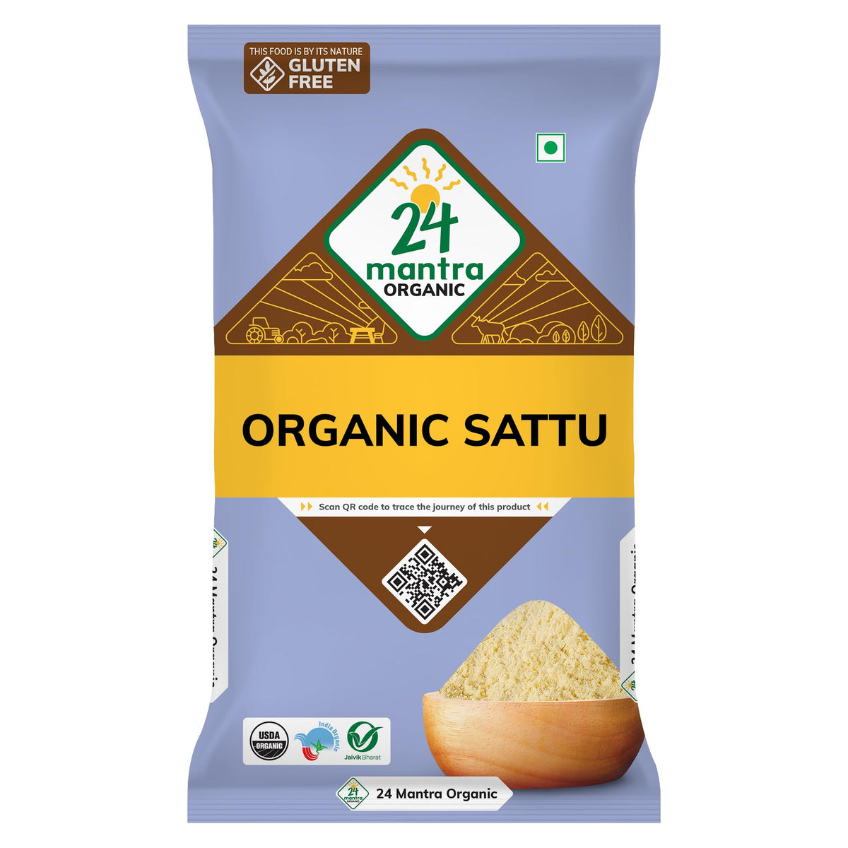 24 Mantra Organic Sattu Atta (500g) | High-Protein, Low-Glycemic Flour