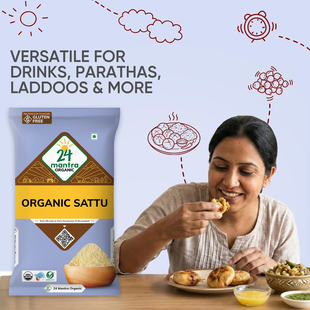 24 Mantra Organic Sattu Atta (500g) | High-Protein, Low-Glycemic Flour