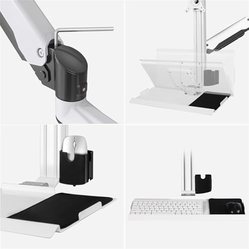 Monitor Arm, Single Monitor Desk Mount, Sit Stand Workstation with keyboard tray and mouse box, Height Adjustable gas spring Single Monitor Mount Arm, Holds up to 13.2lbs ,for Laptop, Computer ect(400 - size: 400mm