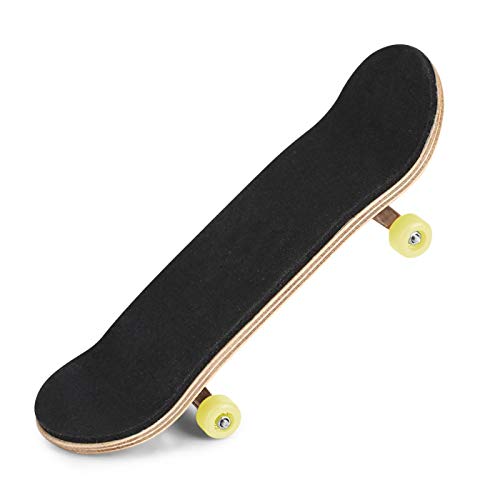 HURRISE Wooden Finger Skateboard, Maple Wood and Alloy, Yellow, with Box, Stress Relief Kids Gift - color: Yellow