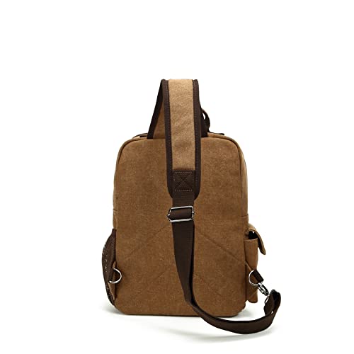 Sechunk Canvas Messenger Bag Sling Bag Crossbody Bag Shoulder Bag Retro Cross Body Handbags - color: Coffee, size: Large