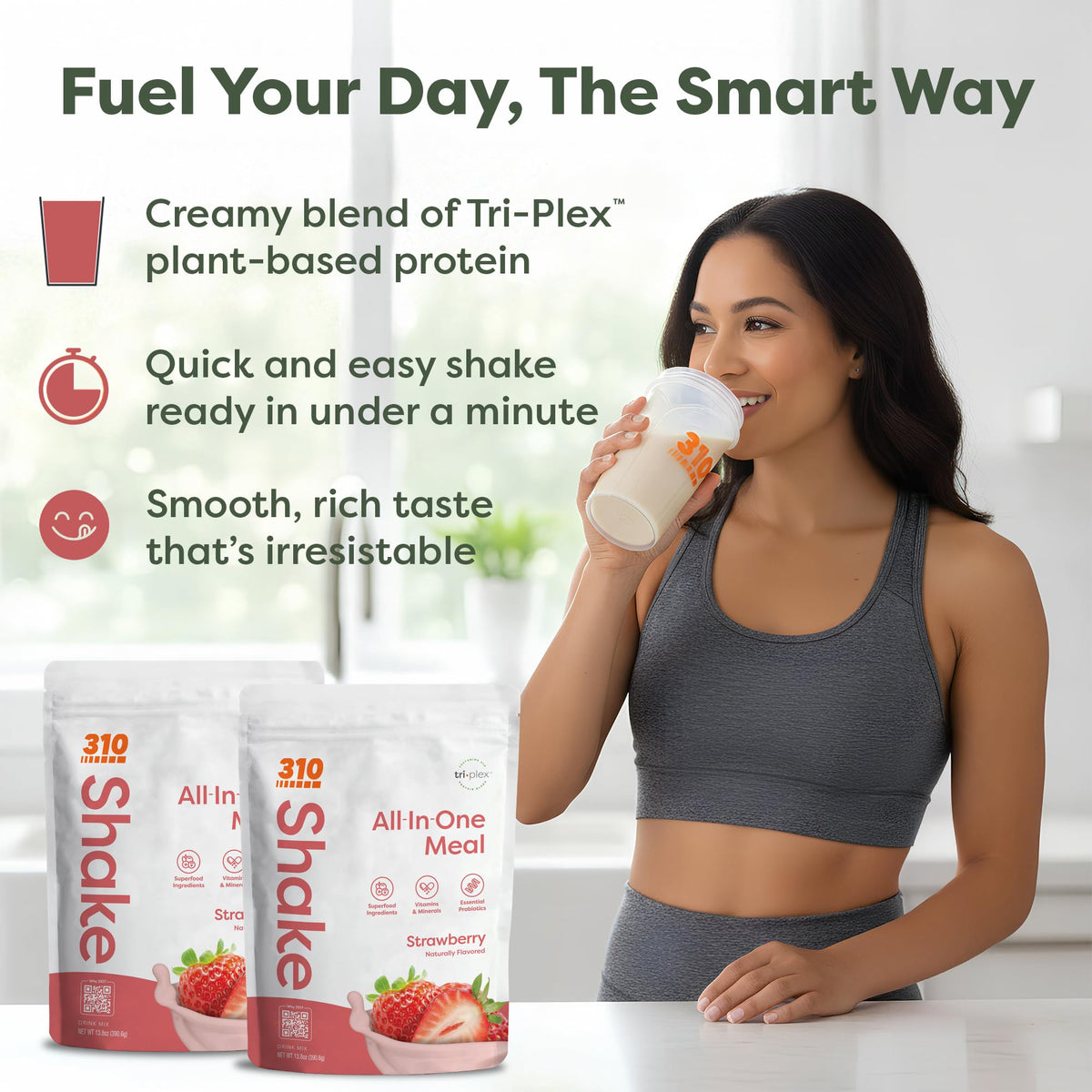 310 Nutrition All-In-One Plant-Based Meal Replacement Shake – Strawberry, 14 Servings