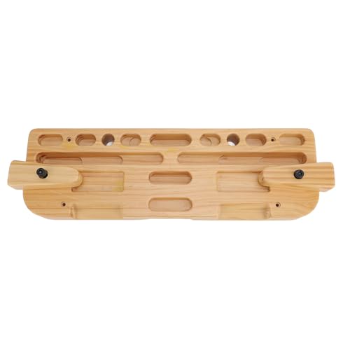 Keenso Wooden Training Hang Board Fingerboard Climbing Grip Board Compact Solid Wood with Various Finger Holes for Climbing Strength Training