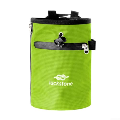 Climbing Chalk Bag with Anti-Leak Drawstring, 420D Oxford Magnesium Powder Bag for Rock Climbing and Weightlifting, Gym Chalk Bucket with Phone Pocket and Adjustable Belt, Blue(Red) - size: Red