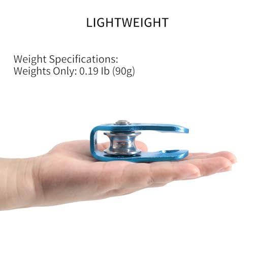 Fixed Plate Micro Pulley,28KN CE Certified General Purpose Small Aluminum Rope Pulleys for Climbing/Aloft Work/Rappelling/Rescue Etc - color: One Unit (28KN Pulley Blue)