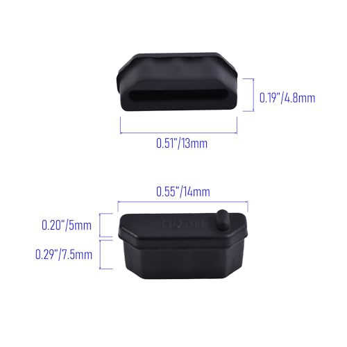5 PCS HDMI Port Anti-dust Plugs, Silicone Covers Caps Stoppers, Port Protector for TV, Computer, Other Devices, 0.51 x 0.19 (LxW) - size: HDMI/Black/5 PCS