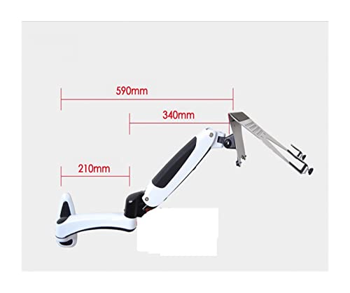 8KG GM112W-LP1 Full Motion Aluminum Gas Spring Dual Arm Laptop Wall Mounted Bracket Stand Grommet Hole Clamp Notebook Tray(DL-GM112W-LP1) - color: Dl-gm112w-lp1