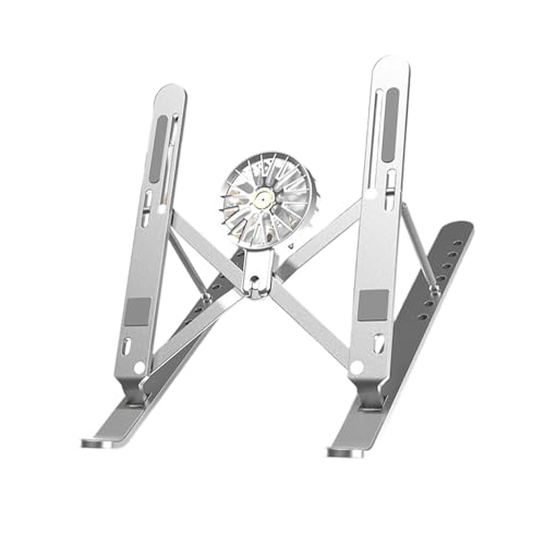 Aluminum Laptop Stand with Cooling Fan 7 Heights Adjustable Foldable Ergonomic Computer Holder for Notebook and Tablets Notebook Holder - color: Silver