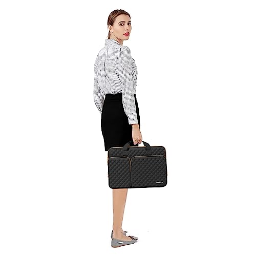 MOSISO 360 Protective Laptop Case 16 inch,15-15.6 inch Laptop Sleeve | Compatible with MacBook Pro 16 M5 M4 M3 M2 M1 HP Acer Dell Lenovo,Square Quilted Bag with 2 Pockets&Handle&Belt, Black - color: Black, size: 16 inch