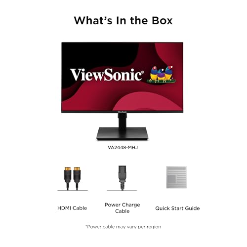 ViewSonic VA2448-MHJ 24 Inch 1080p Monitor, IPS Display with 120Hz for Smooth Home and Office Viewing, Eye Care Technology, Advanced Ergonomics, HDMI, and VGA Inputs - size: 24-Inch Ergonomic