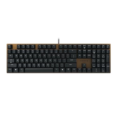 Cherry KC 200 MX Wired Mechanical Office Keyboard MX2A Brown Switches | Modern Design, Aluminum Surface, USB-A Connection, Full Size Keyboard,Black/Bronze, Tactile Switch - color: Bronze W/MX2A Brown