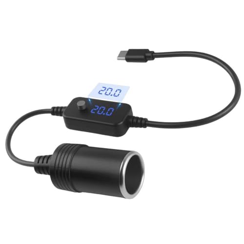 Adjustable USB to 12V Adapter with 5V/9V/12V/15V/20V Output,65W PD3.0 USB to Cigarette Lighter Adapter,Cigarette Lighter to USBs Adapters Car Accessories for LED Strips GPS Devices