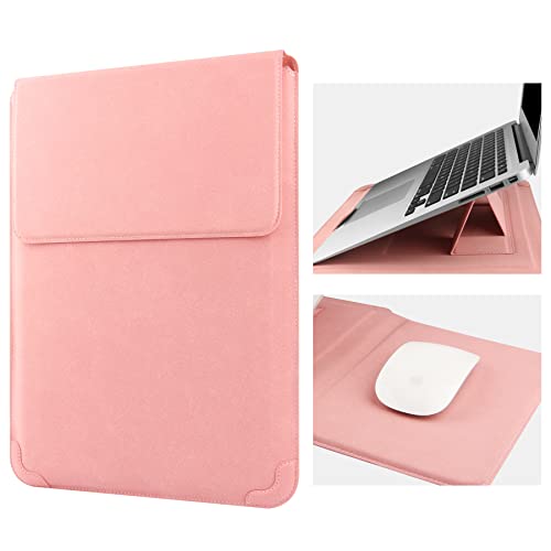 HoYiXi 14 Inch Laptop Sleeve Case Leather Bag with Stand Compatible with Mac Book Pro 14 2021/ASUS Vivobook 14/HP Pavilion X360/IdeaPad 14/Dell HP ASUS Acer Huawei Matebook 14'' PC, Pink - color: Pink, size: 13.5-14 in