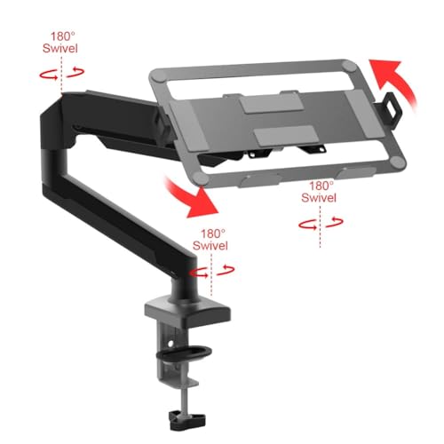 Laptop Arm Mount Adjustable Laptop Desk Mount 2-9kg Gas Spring Arm Up to 17.3 Inch Laptop Holder Tray Desktop Stand Clamp-on(Black) - color: Black